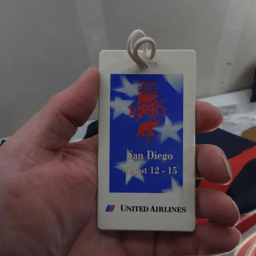 1996 Republican National Convention Delegate Duffle‎ Bag San Diego W/Luggage Tag
